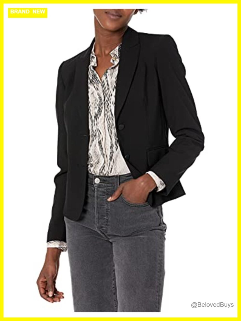 Two Button Lux Blazer Notch Lapel Flap Pockets Long Sleeve